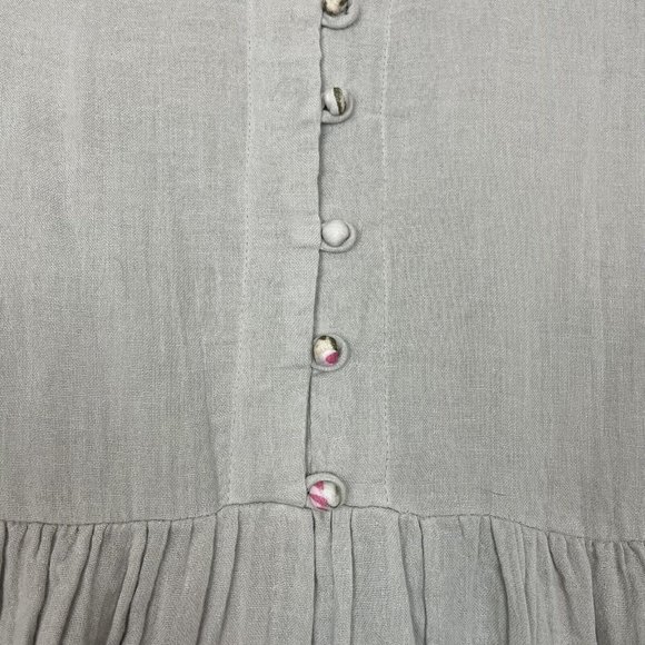 Roolee Baby Doll Puff Sleeve Green Contrast Button Casual Top Size Small - Picture 8 of 8